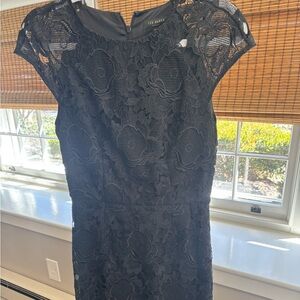 Ted Baker Black Floral Lace Midi Dress